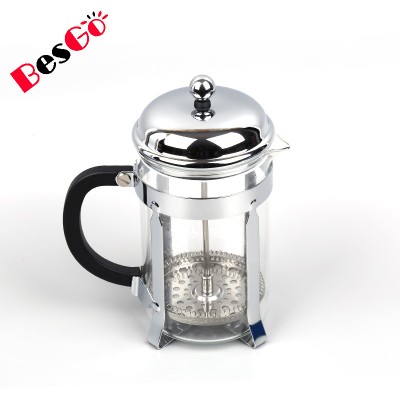 Promotional stainless steel 600ml french press coffee pot with great-resistant glass